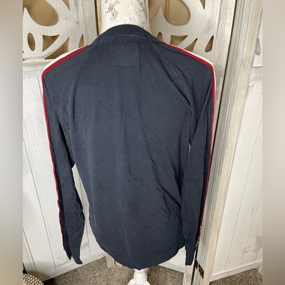 Abercrombie & Fitch Womens Top Medium Blue Knit Arm Logo Long Sleeve Size Medium - Picture 4 of 5